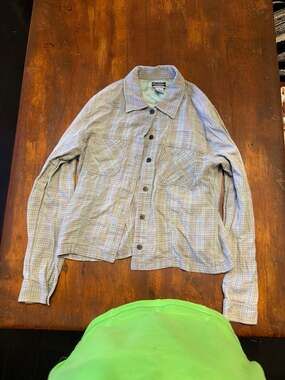 Vintage Evolution Not Revolution E.N.R Blue Plaid Lining Cotton Shacket Medium